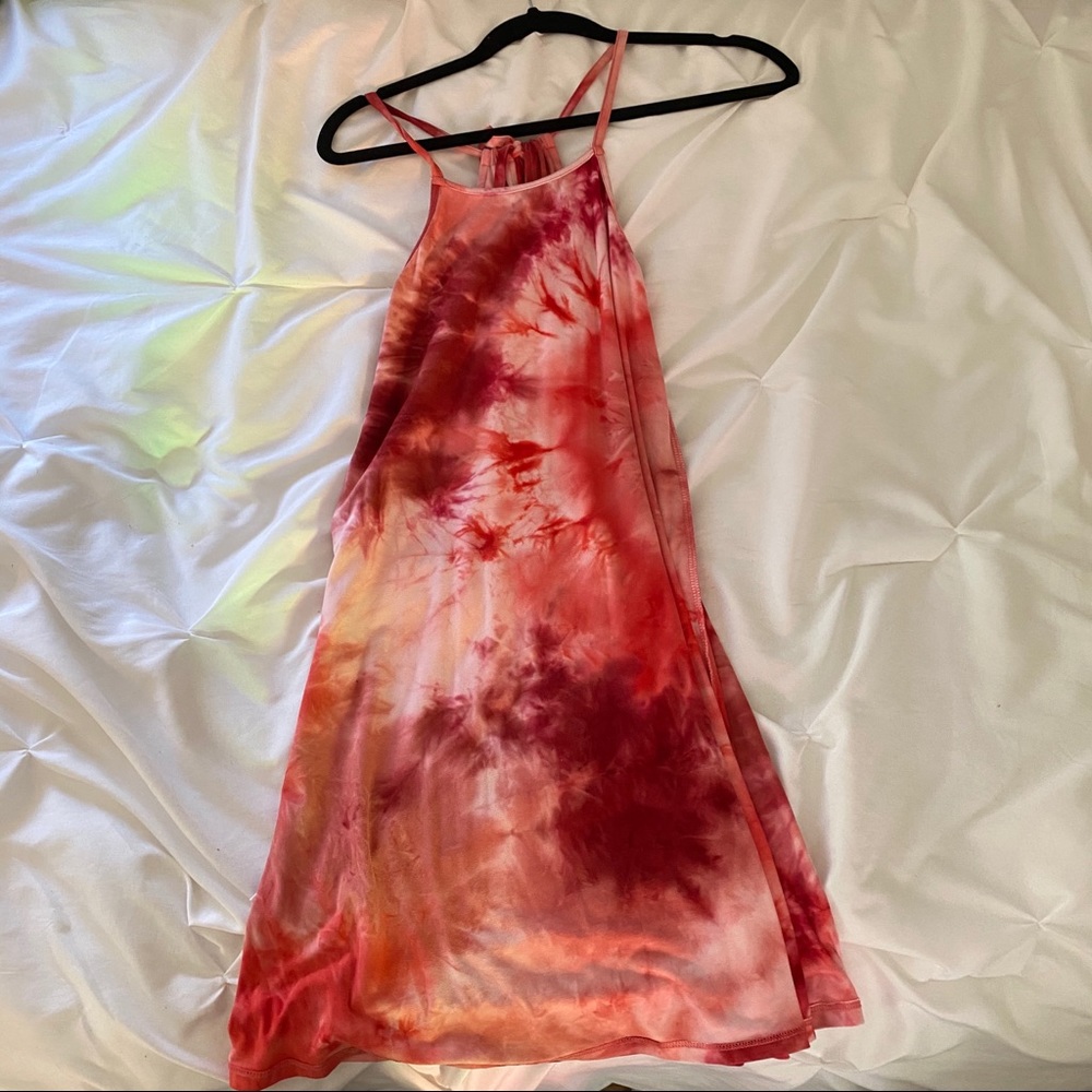 Tie dye tie back dress